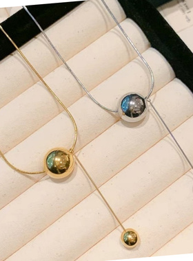 简约轻奢钛钢大小球流苏锁骨链