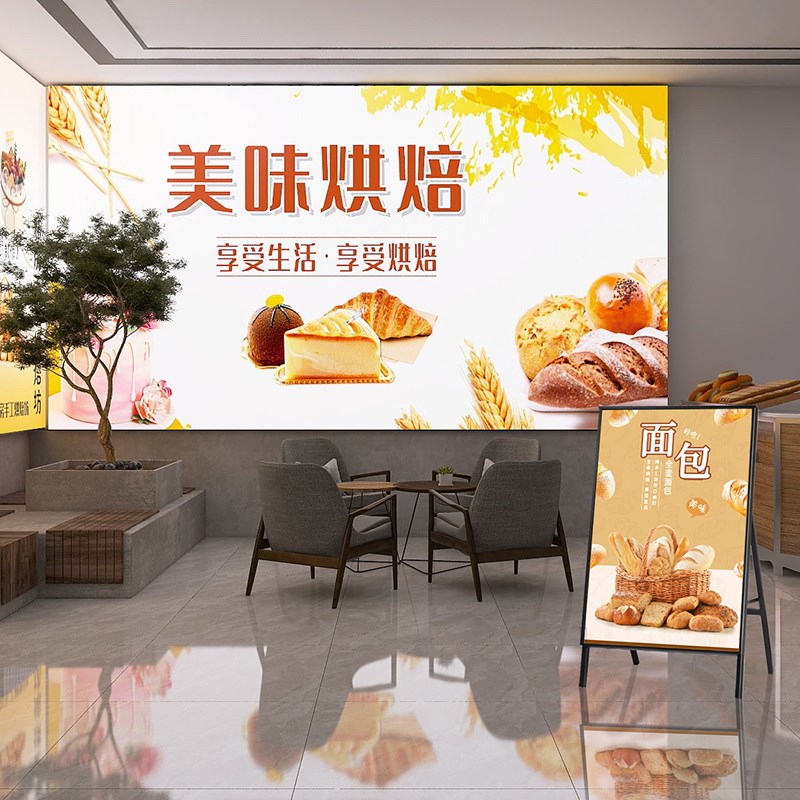 面包蛋糕烘焙店门头软膜招牌咖啡奶茶店广告牌甜品工作室发光灯箱