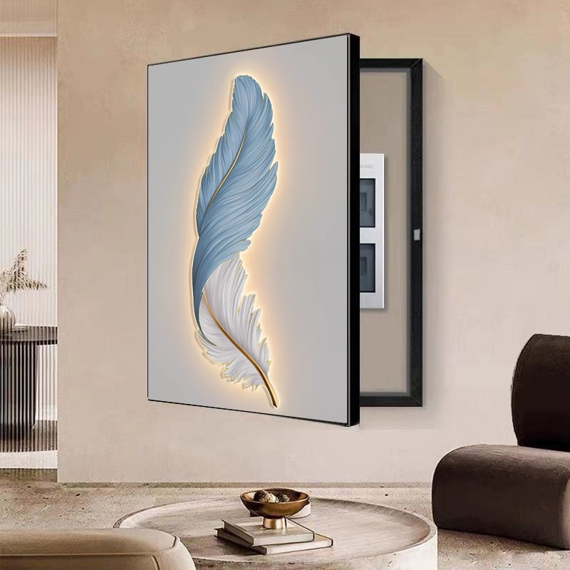 电表箱装饰画竖款配电箱挂画现代简约福鹿大尺寸电闸盒遮挡壁画图片