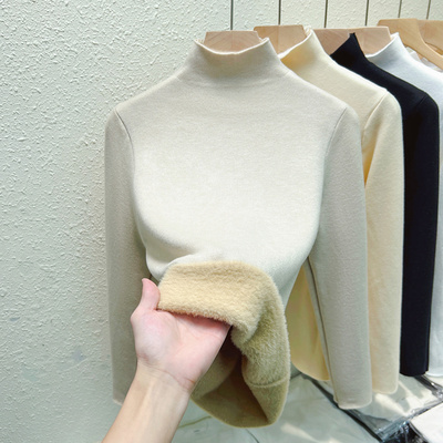 半高领毛衣女秋冬大衣内搭一体绒