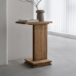 润家家居实木沙发边几侘寂风老松木复古客厅小桌子床头边桌