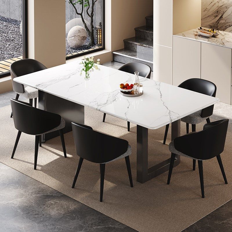 极简大理石餐桌椅高级感天然超晶石奢石长方形微晶石餐桌家用,住宅家具,岩板餐桌,淘宝优惠券,粉丝福利购,淘宝优惠卷