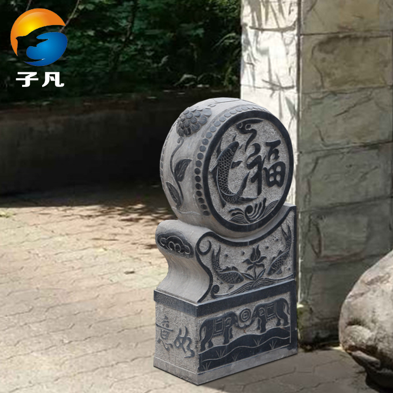 子凡石雕门墩抱鼓石青石家用仿古石鼓石材一对门口摆件门墩石中式