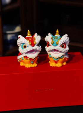 醒狮国潮新中式摆件招财茶宠汽车桌面装饰可爱家居饰品送礼文创