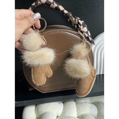 羊毛小手套靴子挂件个性毛绒包包挂饰水貂毛毛球汽车钥匙扣配饰女