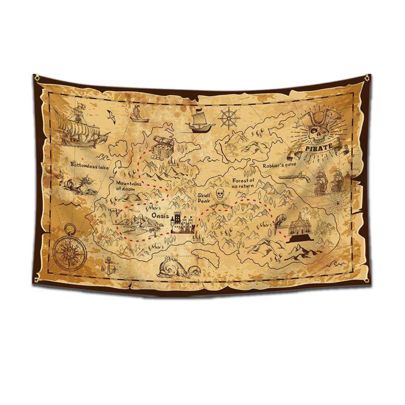海盗宝藏地图 背景墙装饰气氛 航海寻宝主题生日派对悬挂壁毯挂布,居家布艺,挂毯/壁毯,淘宝优惠券,粉丝福利购,淘宝优惠卷