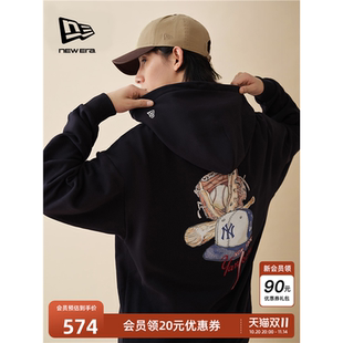 New Era纽亦华秋冬新款MLB美式连帽卫衣重磅上衣纯棉棒球男女复古
