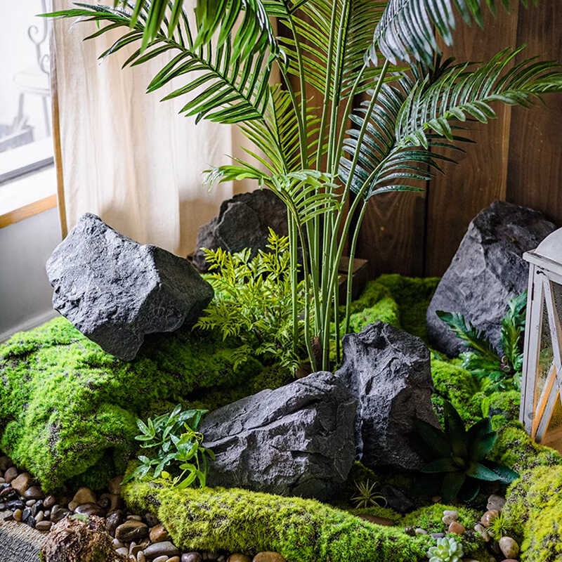 pu仿真石头室内软装造景石拍摄假山道具园林绿植景观石装饰