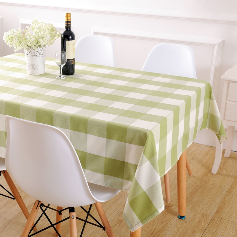 地中海茶几桌布布艺格子布餐桌布长方形in少女心正方形家用台布