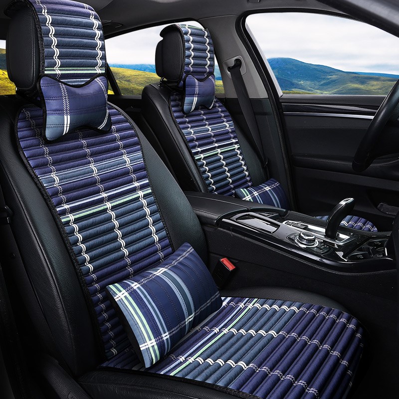 小蛮腰汽车坐垫天然荞麦壳四季通用车垫亚麻秋冬季防滑免绑座垫