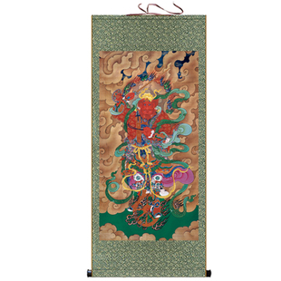 王灵官画像客厅玄关复古装饰丝绸挂画道场护法神将卷轴画定制