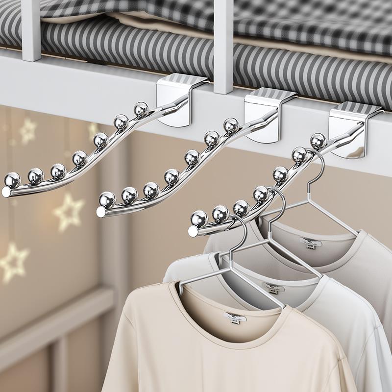 窗宽晾衣架阳台防盗窗锈钢护栏衣架挂杆宿舍床边挂钩家用免打孔