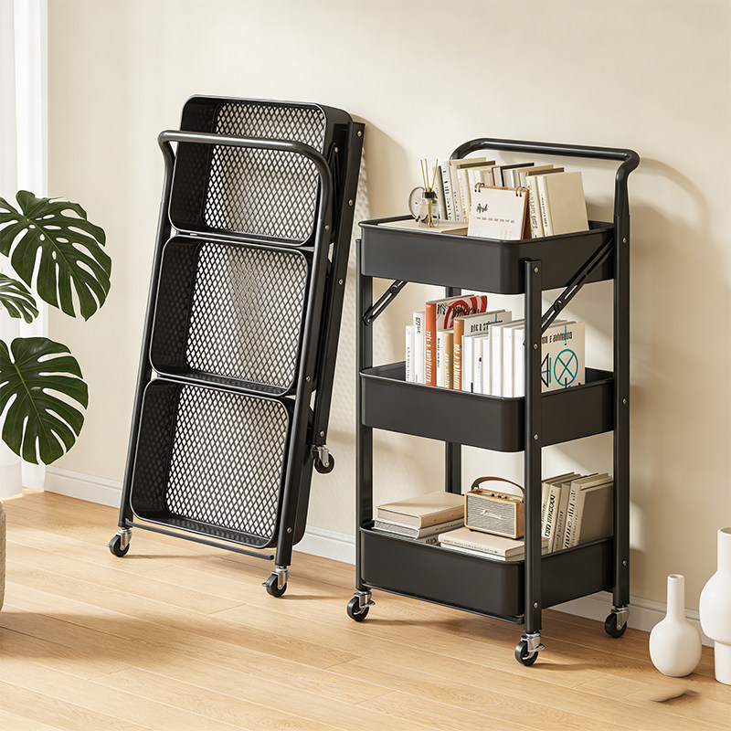 小推车可折叠置物架厨房卧室零食移动落地卫生间宿舍储物收纳架