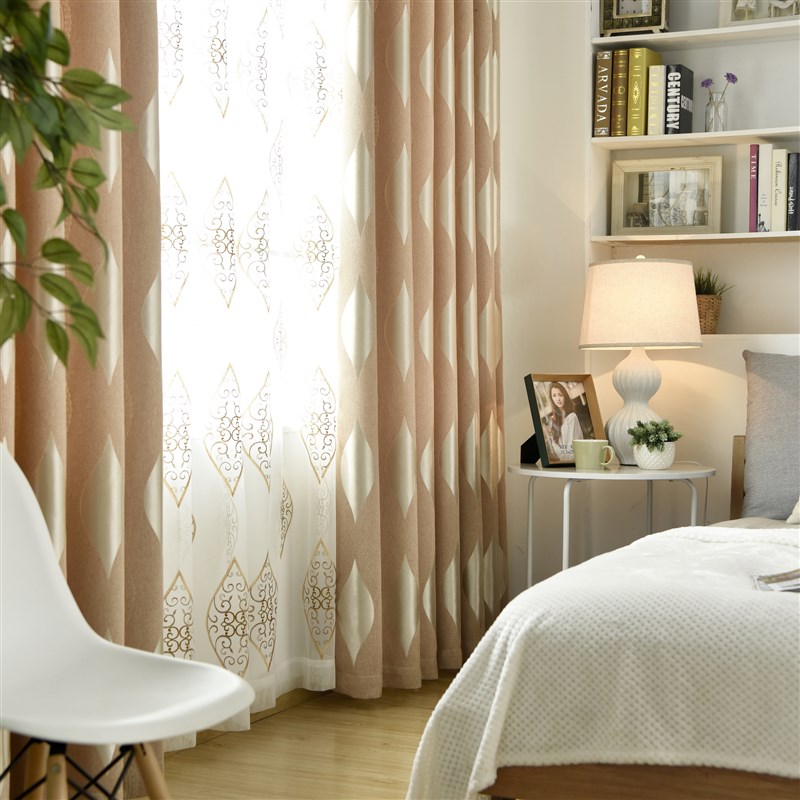 棉麻提花遮光窗帘定制客厅卧室飘窗现代环保亚麻窗帘成品布料