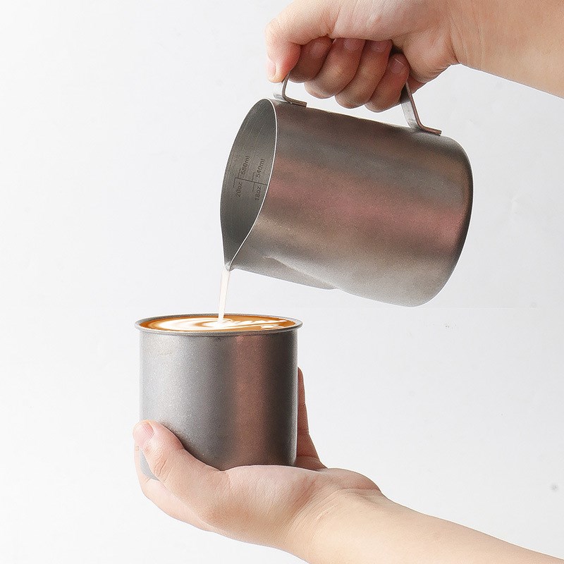 拉花杯不锈钢奶泡杯复古磨砂拉花杠咖啡拉花专用
