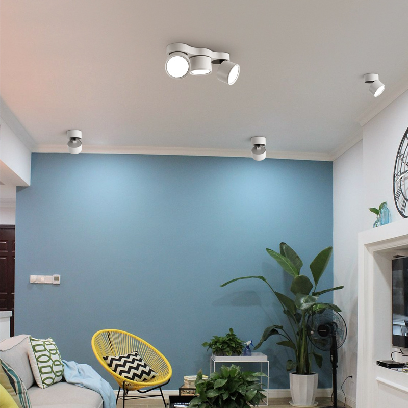 明装筒灯家用客厅吸顶卧室四头斗胆灯防眩无灯方形盒子灯智能灯