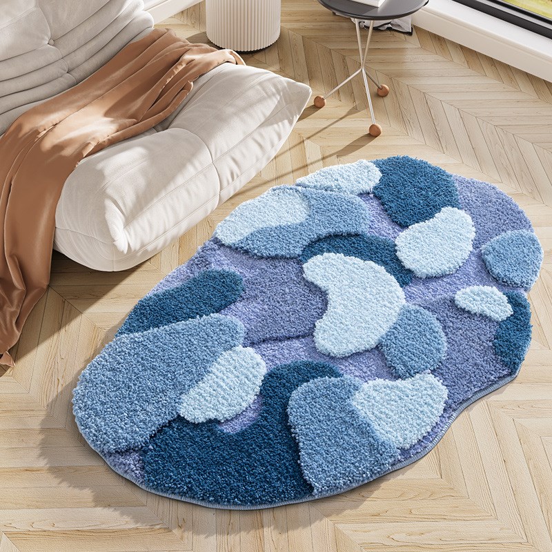 苔藓地毯卧室床边毯植绒客厅簇绒积毛毯地垫家用少儿房间长条地毯