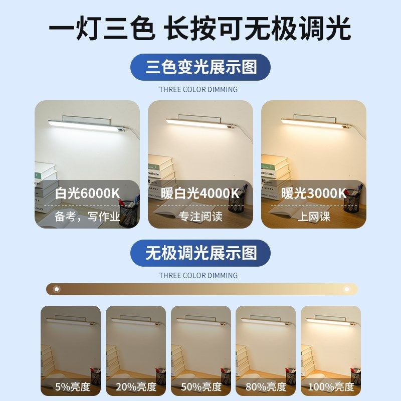 台灯学习儿童护眼灯书桌宿舍大学生长条磁吸灯充电酷毙阅读灯,家装灯饰光源,阅读台灯(护眼灯/写字灯),淘宝优惠券,粉丝福利购,淘宝优惠卷