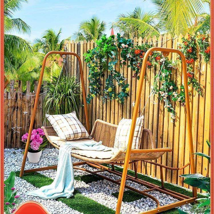 户外秋千编藤摇椅花园室外阳台荡秋千吊椅铝合金露台秋千躺床椅