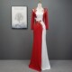 高端晚礼服简约气质年会主持裙端晚礼服长袖 显瘦鱼尾裙宴会裙 修身