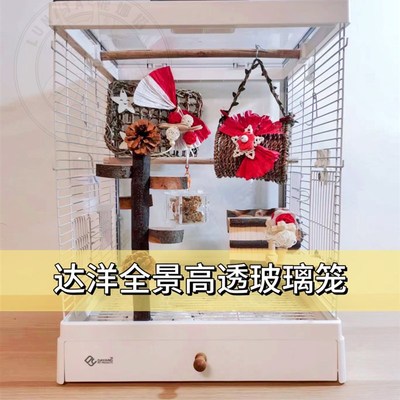 达洋高透明观赏玻璃鸟笼家用全景鹦鹉笼子别墅虎皮牡丹玄凤B6001