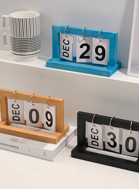 新款创意餐桌学生桌面木质日历摆件玄关幼儿园拍照日期牌拍摄