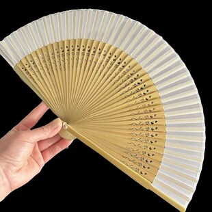 月亮扇中国风小清新女式折扇汉服扇子舞蹈随身携带小扇旗袍白色