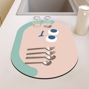 个性 厨房台面沥水垫子碗盘干燥垫酒茶台吸水杯子垫免洗隔热垫可爱