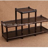 小号双层紫竹博古架 茶道展示竹展架多宝阁 茶柜收纳摆设具列花架