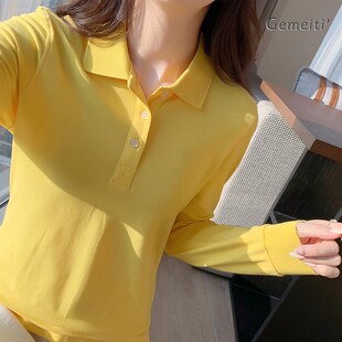 春秋季纯棉翻领工作服定制t恤 印字绣logo男女长袖polo衫企业订做