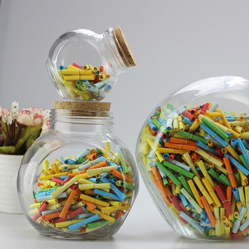 包邮星形急救瓶子许愿信纸卷糖果罐子小纸条解忧大号玻璃罐带字条