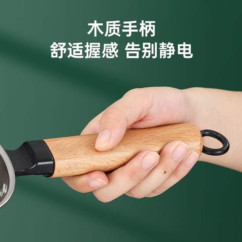 304不锈钢水勺家用实木柄带刻度水瓢带鹰嘴导流口耐高温耐摔舀水