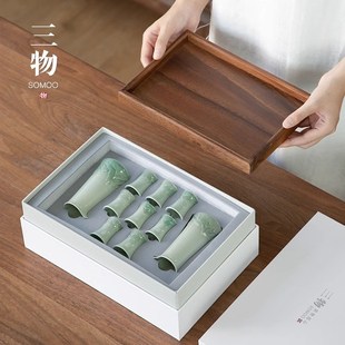白酒杯分酒壶陶瓷清酒盅酒具套装 三物分酒器家用中式 轻奢高档礼盒