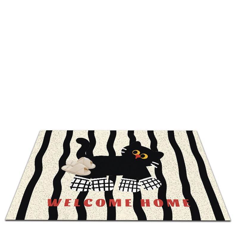 潮玩小猫入户地垫丝圈除尘耐脏防滑门垫可裁剪进门蹭土免洗小地毯