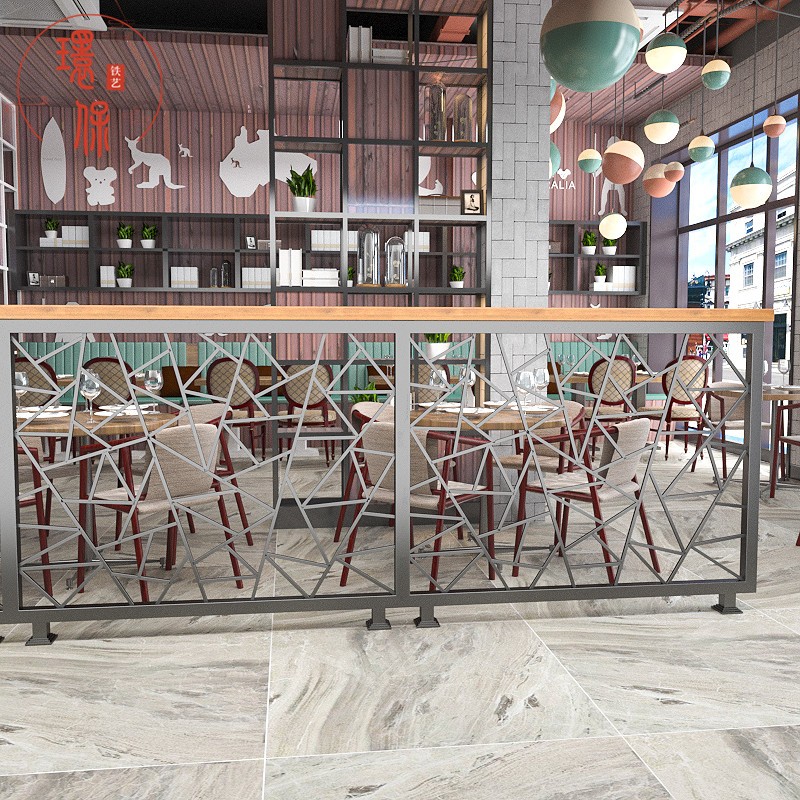 铁艺楼梯花架阳台飘窗护栏阁楼栏杆木扶手简约欧式餐厅室内防护栏