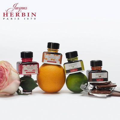 法国JACQUES HERBIN简赫本彩色花香香味墨水天然植物香料香氛钢笔用彩墨蘸水笔多染料不堵笔中性彩色香味墨水