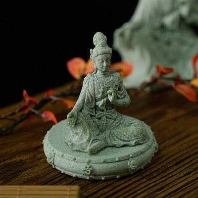 青砂石中式禅意水中之月水月观音阳台盆景装饰鱼缸造景桌面摆件