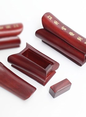 实木棺材摆件办公客厅玄关桌面摆件楠木雕刻升官发财手把件印章盒