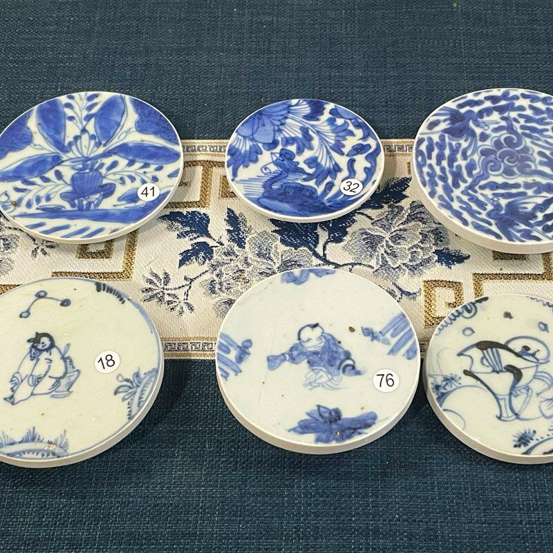 景德镇明清青花老瓷片古瓷片老物件人物动物花草茶托杯垫盖置壶承