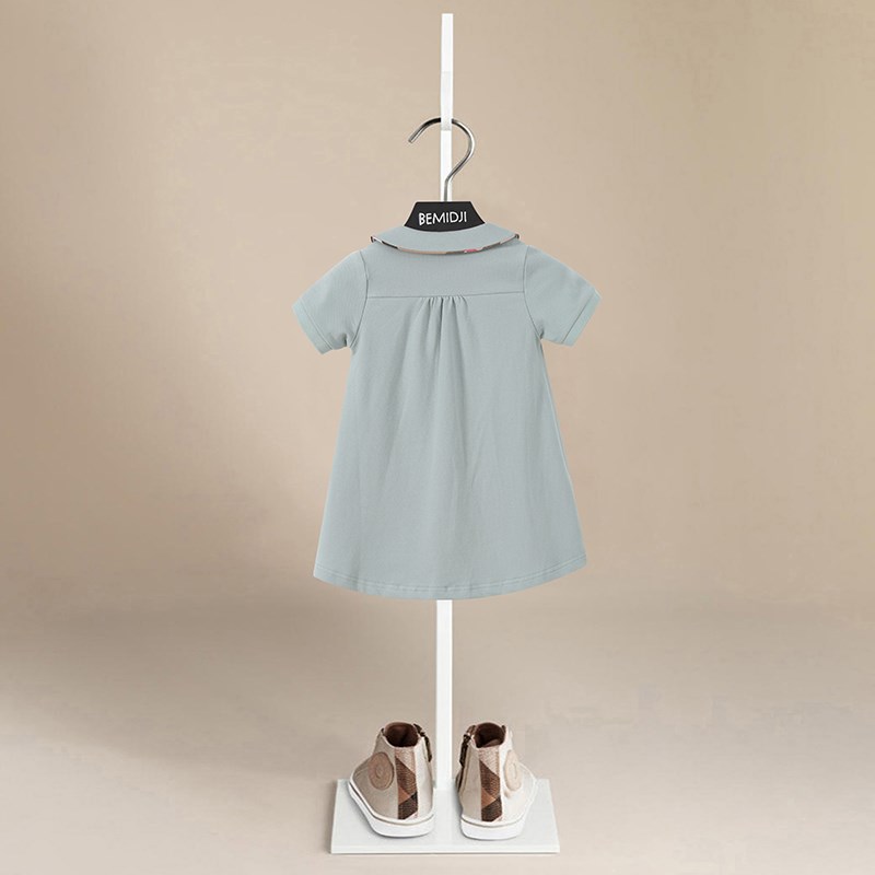 伯米吉儿童透气吸汗棉质短袖polo裙女童休闲学院风连衣裙娃娃裙衫