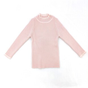 女童毛衣洋气时髦秋冬季半高领打底衫宝宝黑色白色内搭弹力针织衫