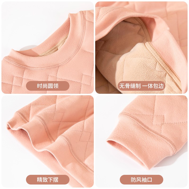 儿童保暖衣冬季内穿羊毛上衣女童加厚中领棉上衣男童宝宝校服神器