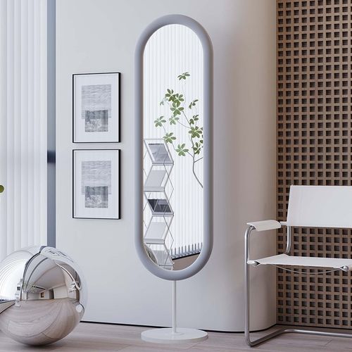 奶油风镜子全身穿衣镜高级感网红家用卧室落地镜入户玄关试衣镜