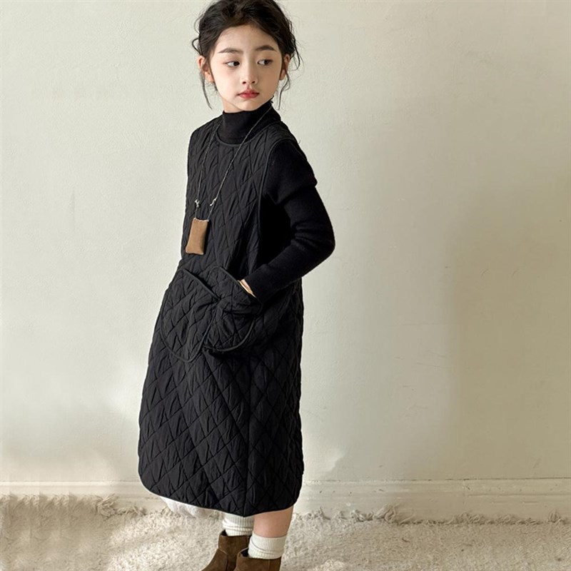 女童连衣裙2025秋冬新款儿童女孩无袖背心裙夹棉加厚裙子冬季棉裙