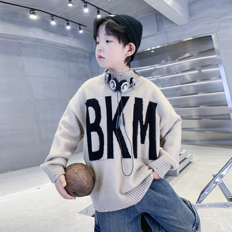 男大童秋冬半高领加厚打底毛衣2025新款儿童男孩冬季酷帅针织上衣