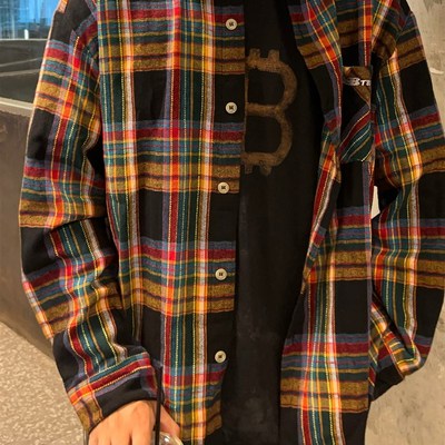 美式学院风格纹衬衫/Temporary Exile临时流放百搭格子撞色上衣