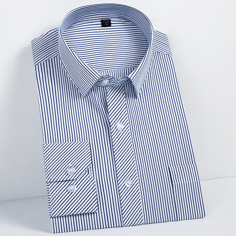 春夏男士长袖衬衫纯棉中老年人宽松爸爸装全棉格子平直摆爷爷衬衣