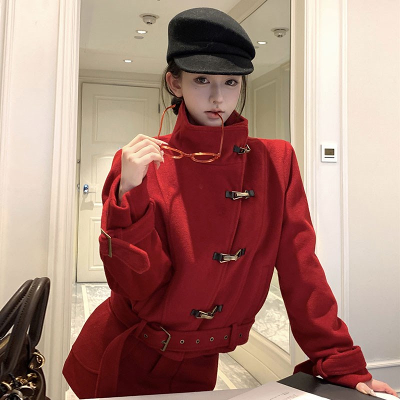 千金缔造者秋冬季新品毛呢加厚立领短外套半身短裙气质时尚两件套