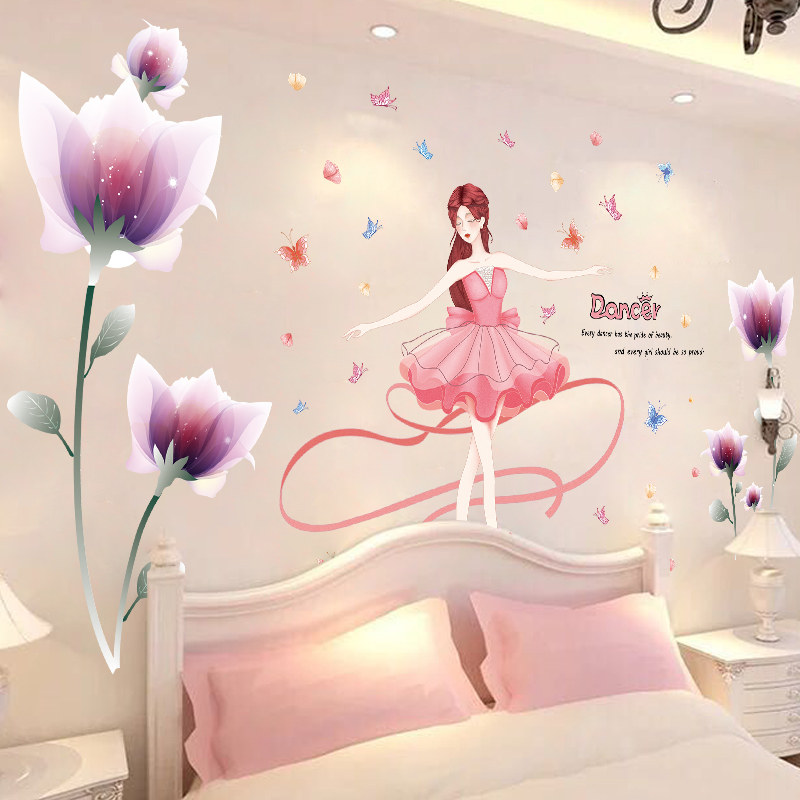 卧室床头装饰贴画3D立体墙贴房间布置壁纸温馨墙纸自粘网红背景墙