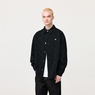 ATRY牛仔长袖衬衫男女春秋季新品基础叠穿内搭复古撞色宽松上衣